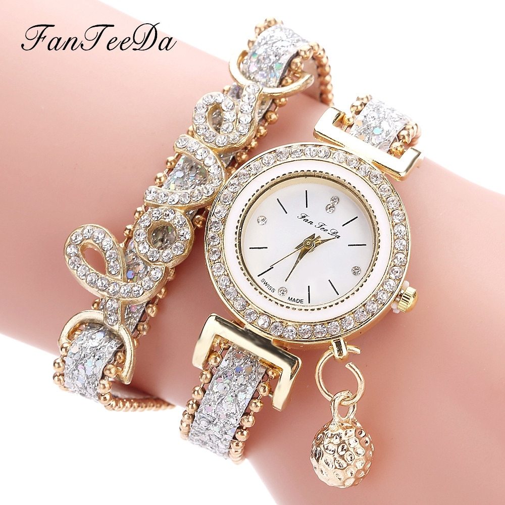 FanTeeDa Rhinestone Bracelet Watch for Women