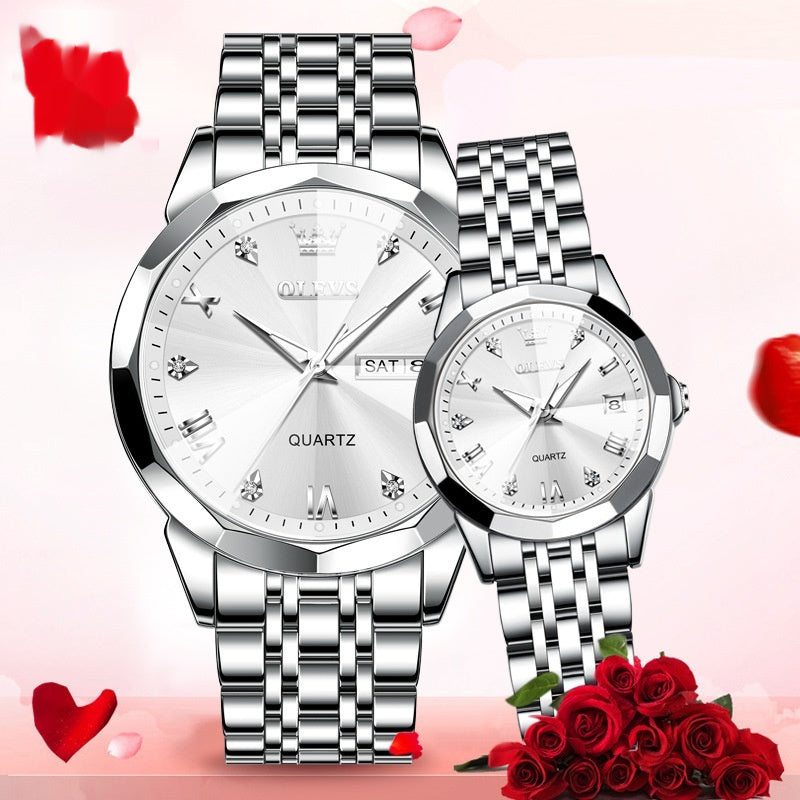 Elegant Valentine's Day Quartz Couple Watch Set