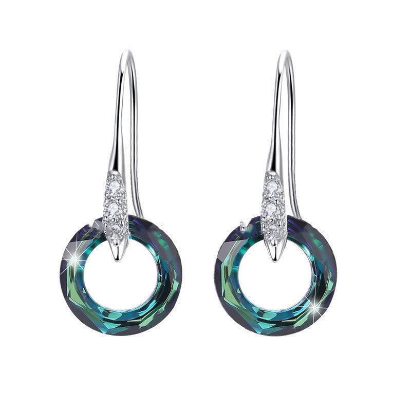 Austrian Crystal S925 Silver Universe Ear Hook Earrings