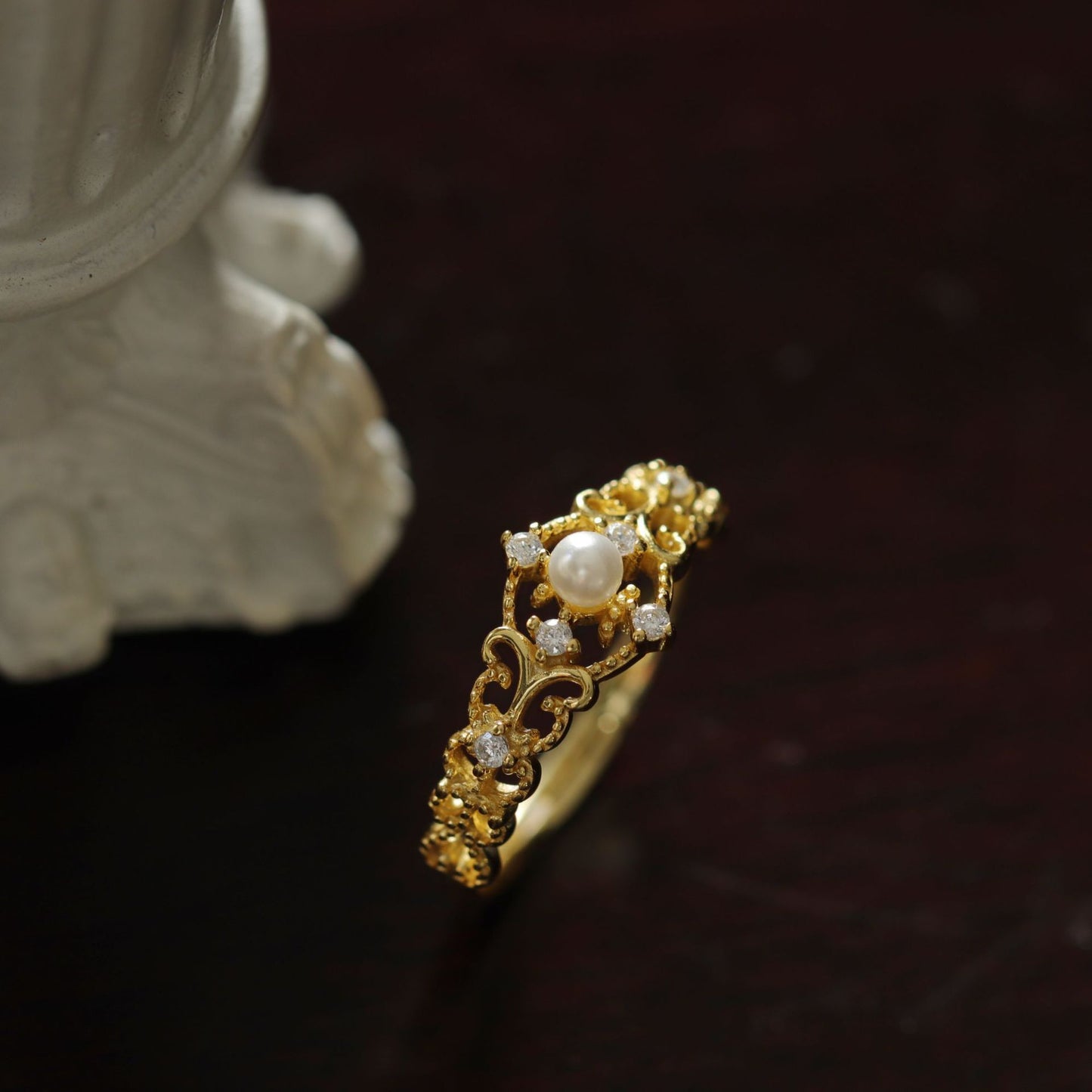 Gold-Plated Antique Hollow Ring