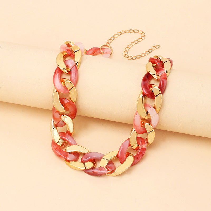 Trendy Cold Wind Resin Stacked Clavicle Chain