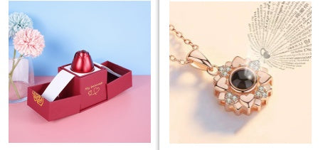 Romantic Rose & Crystal Necklace Gift Set