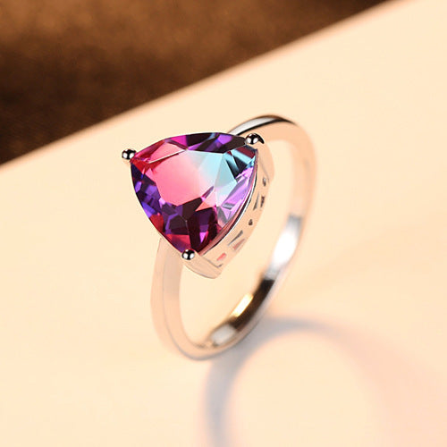Vibrant Rainbow Stone Sterling Silver Ring