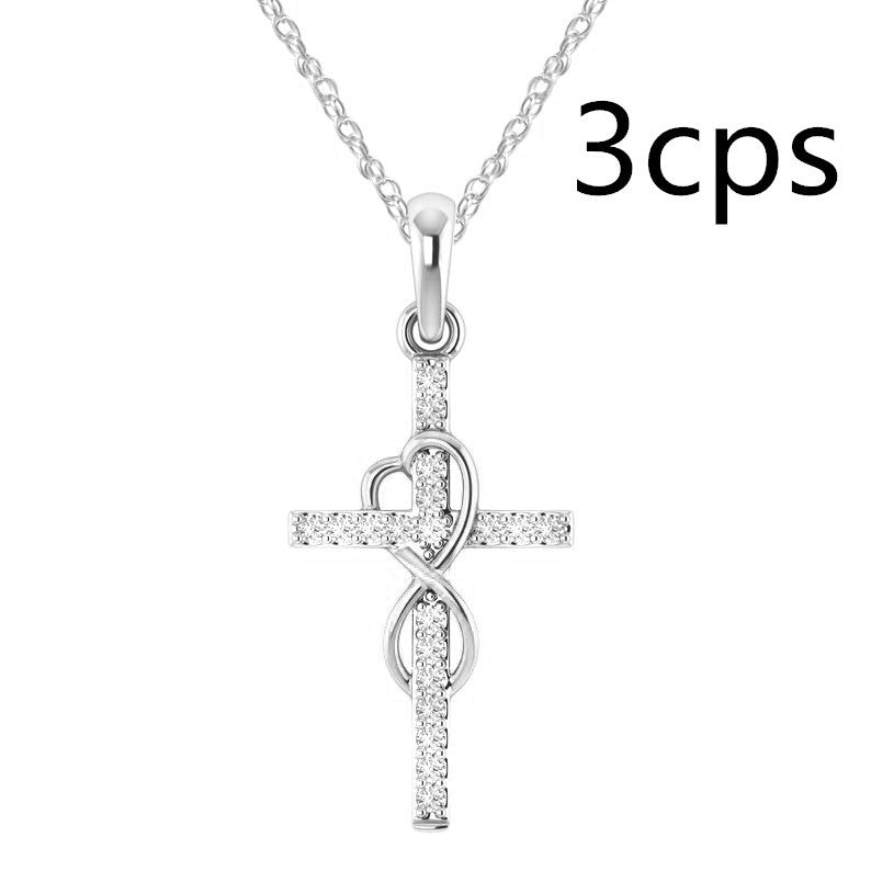 14K Gold Plated Cubic Zirconia Cross Necklace