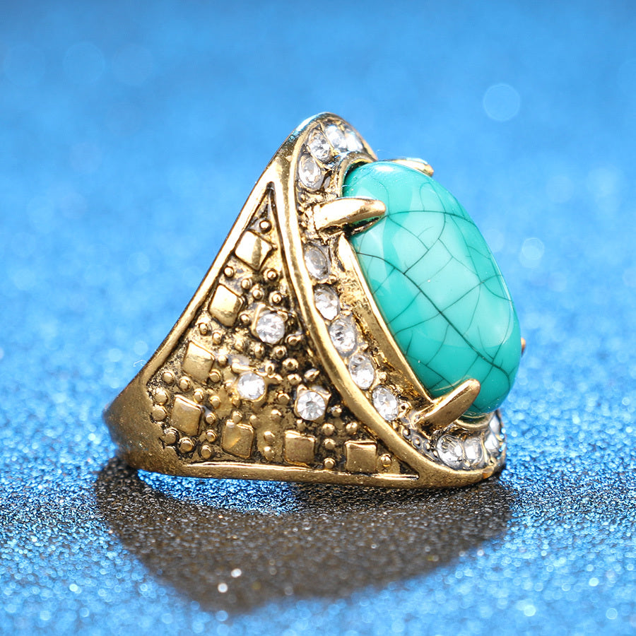 Luxury Bohemian Oval Stone Ring