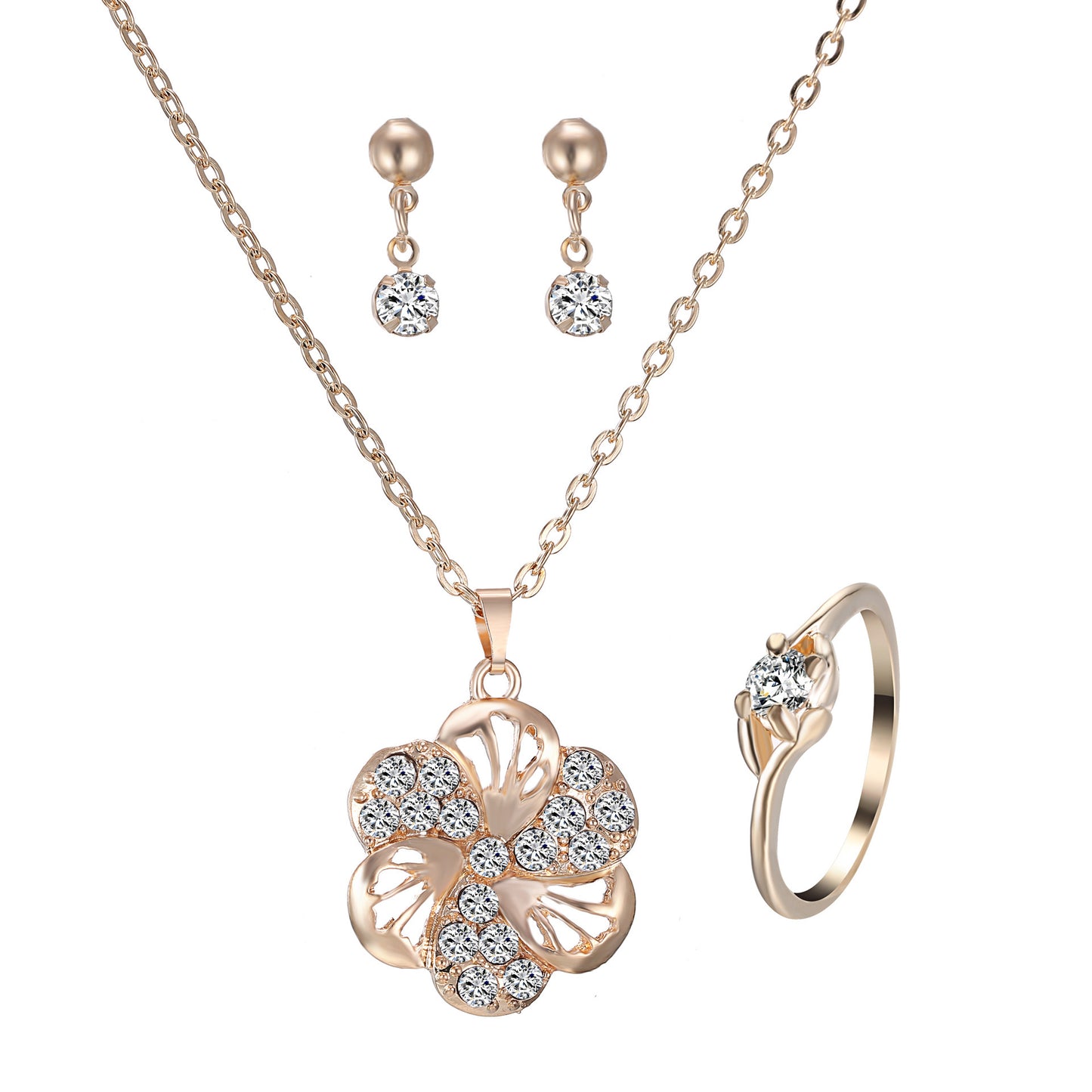 Dazzling Heart Pendant Jewelry Set