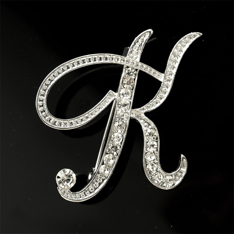 26 English Alphabet Brooch with Diamonds