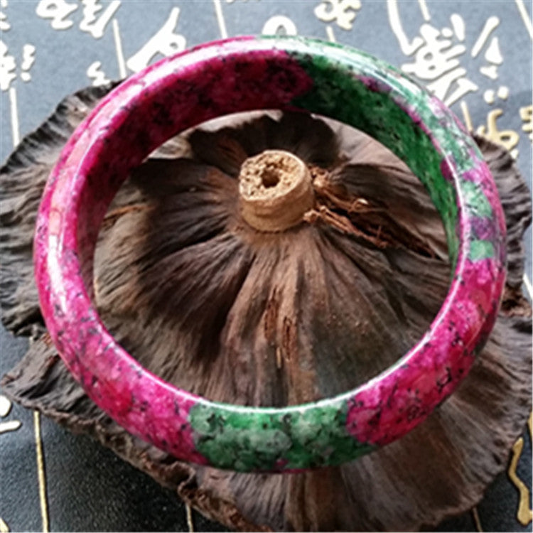 Hand-Polished Peach Blossom Jade Bracelet