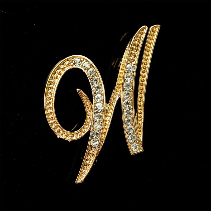 26 English Alphabet Brooch with Diamonds