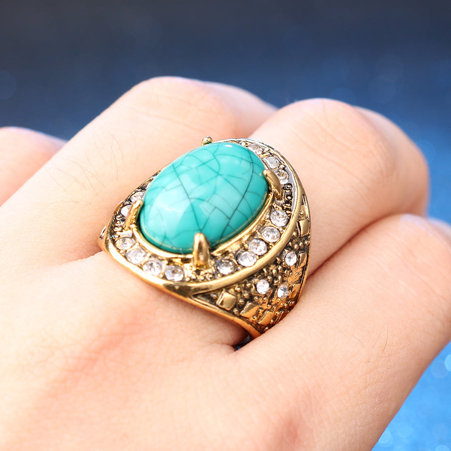 Luxury Bohemian Oval Stone Ring