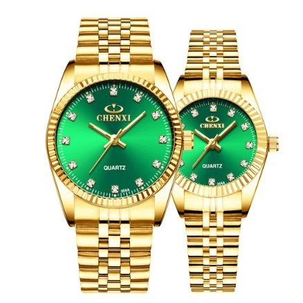 Elegant Golden Stainless Steel Couple Watch