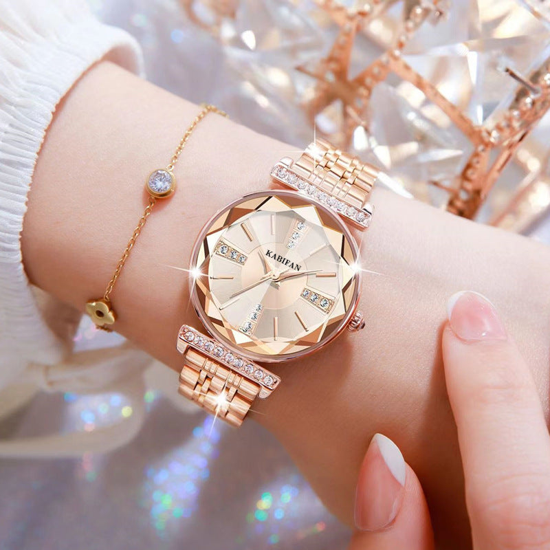 Women's Elegant Diamond-Accent Waterproof Steel Watch