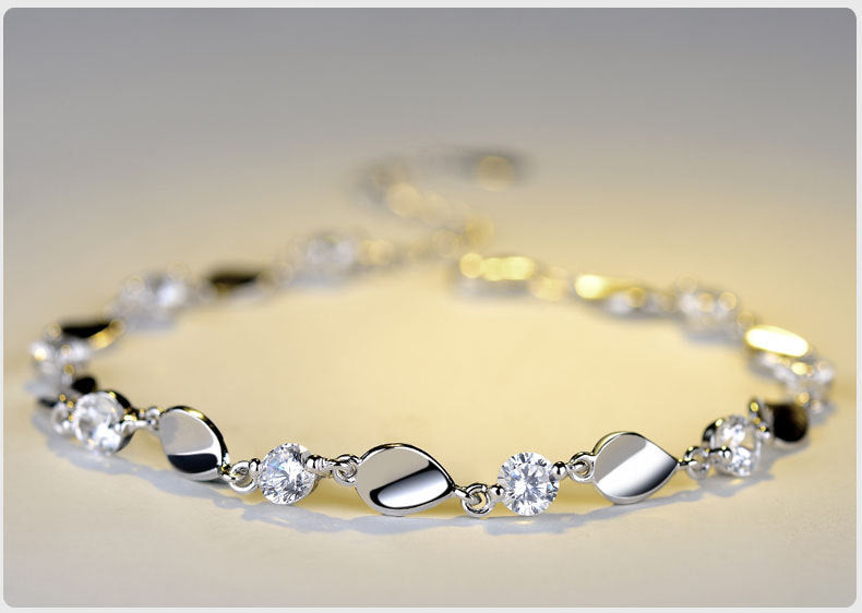 Cubic Zirconia Diamond-Encrusted 925 Sterling Silver Bracelet