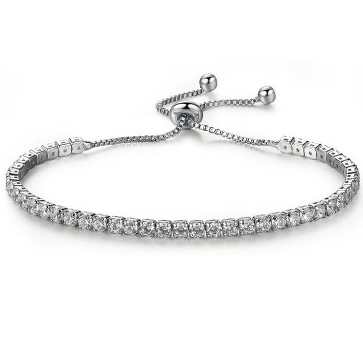 Adjustable Tennis Bracelet 925 Sterling Silver 5A Cubic Zirconia