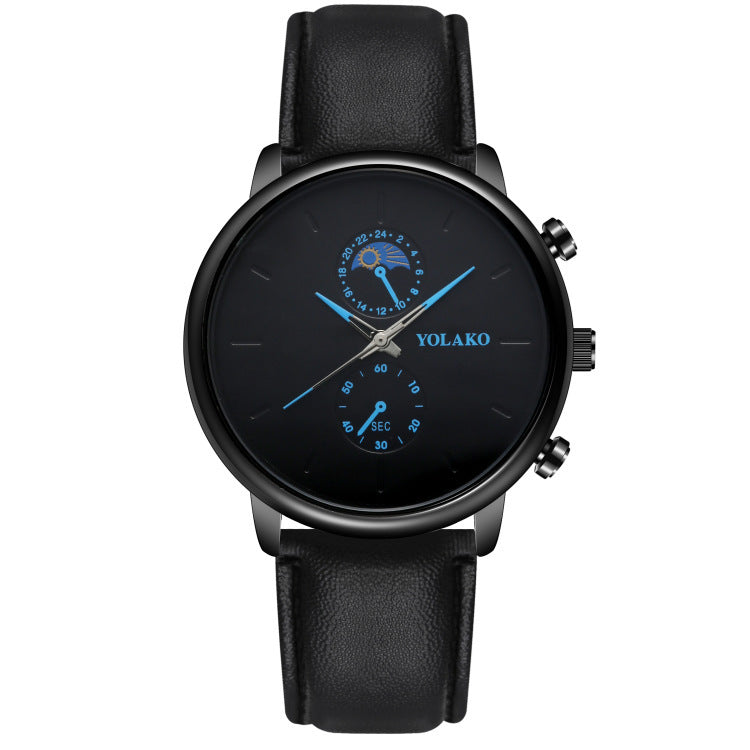 Ultra-thin Quartz Men's Watch with Leatherette Strap
