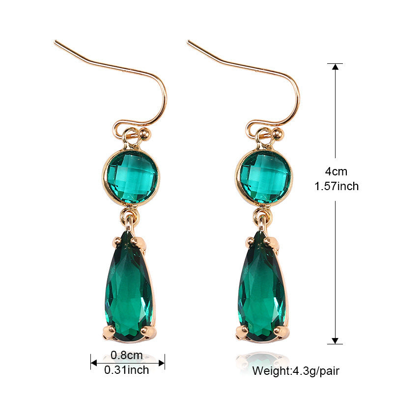 Elegant Pink & Emerald Double Drop Earrings