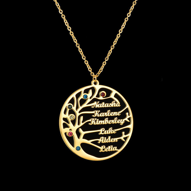 Personalized Golden Tree of Life Name Necklace