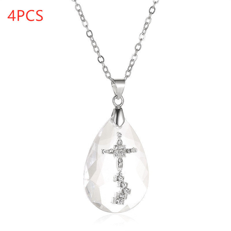Simple Wild Cross Drop Pendant Necklace