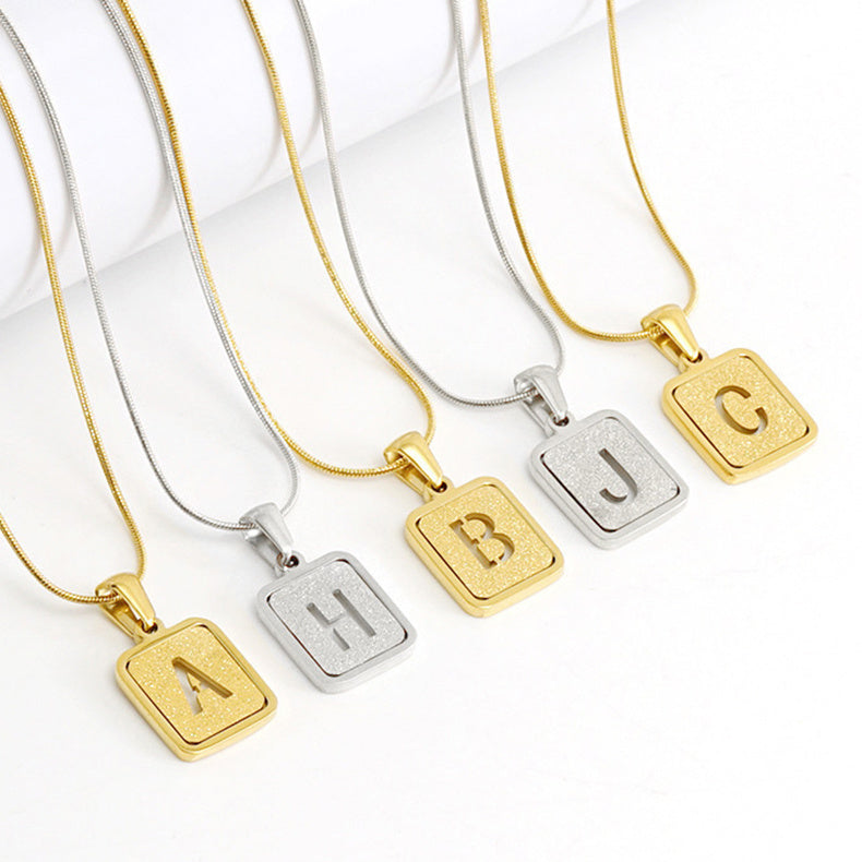 Personalized 18K Gold Plated Alphabet Necklace - Hollow Out Square Letter Pendant