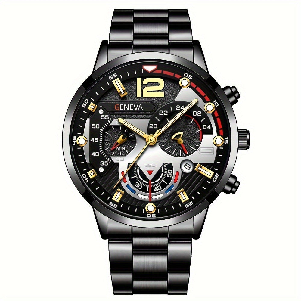 Men's Business Quartz Watch & Bracelet Set