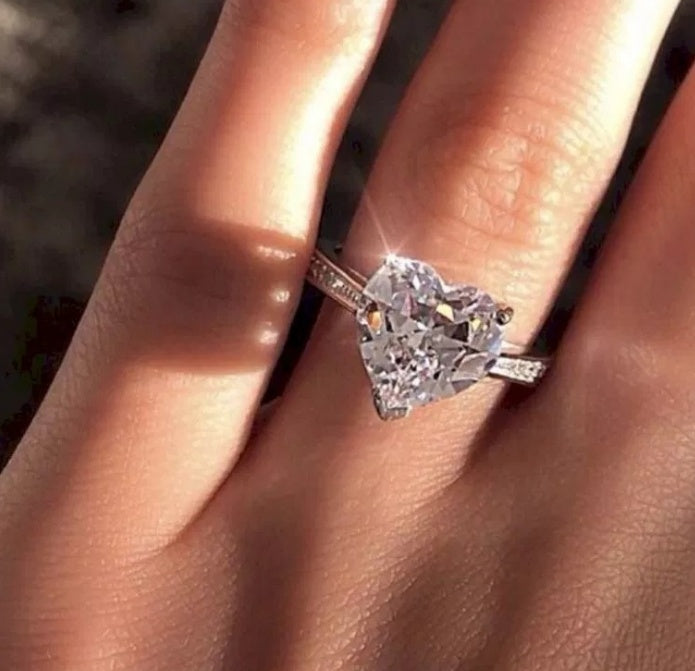 Heart-Shaped Zircon Engagement Ring