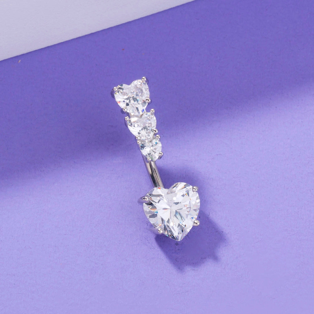 Stainless Steel Heart-to-Heart Navel Pin