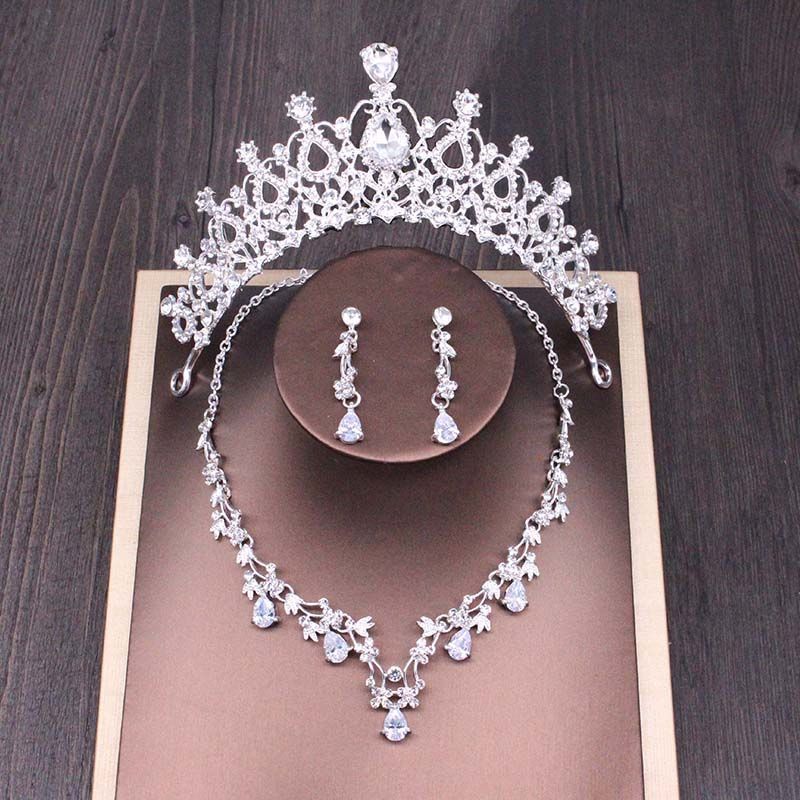 Rhinestone Bridal Crown and Jewelry Set