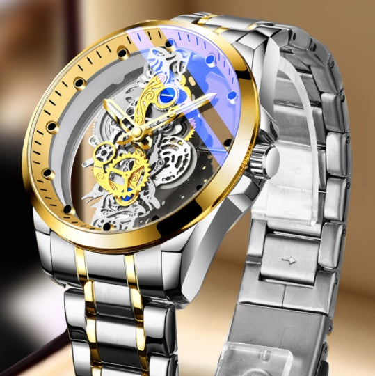 Men's Gold Skeleton Vintage Automatic Quartz Watch
