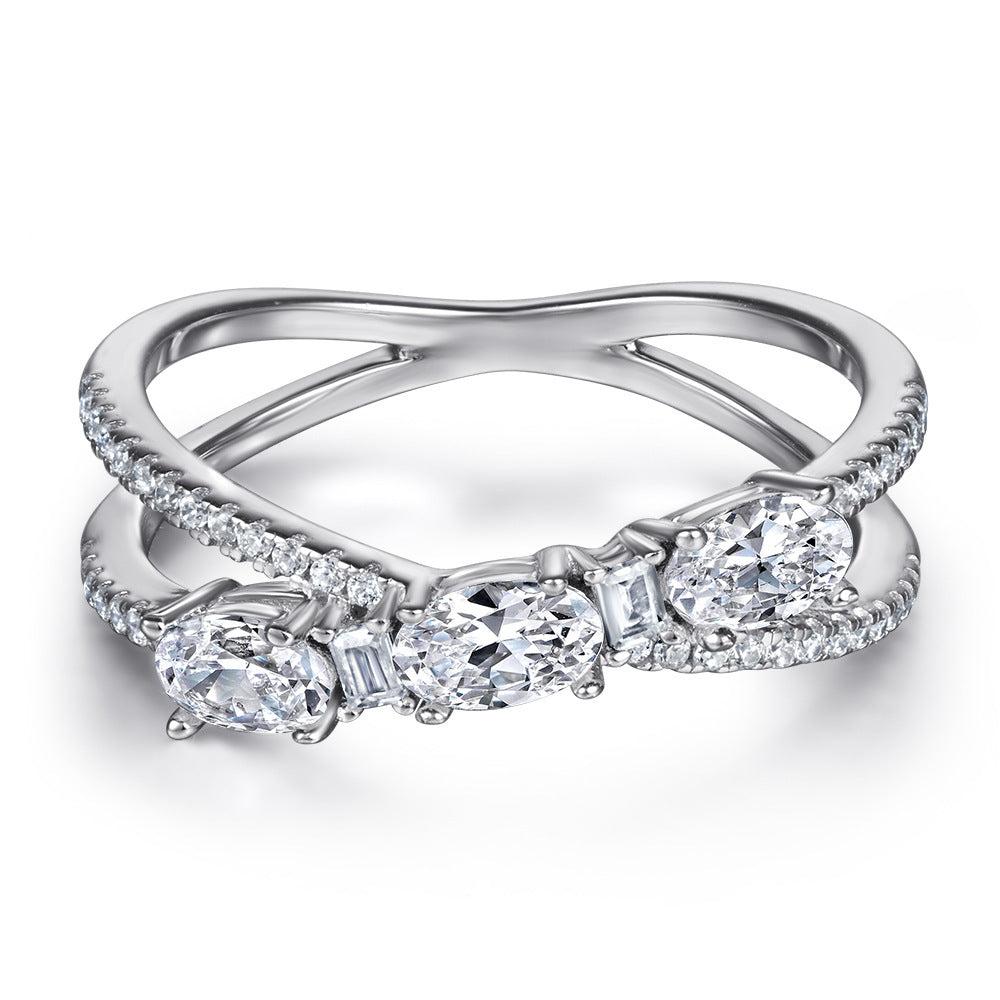 Rotating Cross Zircon Engagement Ring