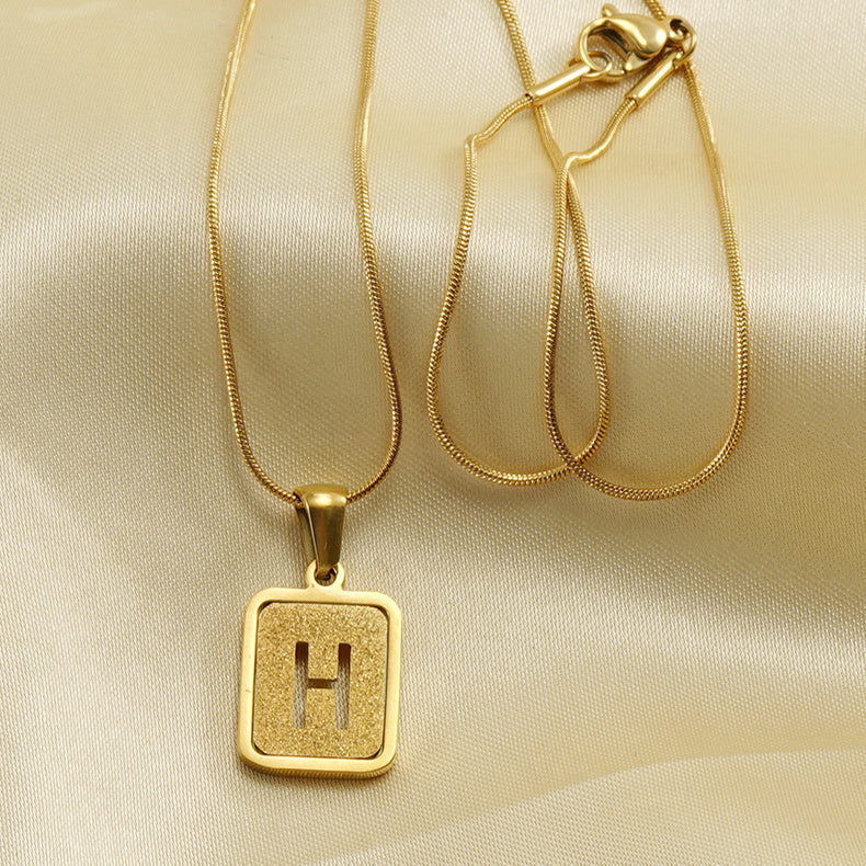 Personalized 18K Gold Plated Alphabet Necklace - Hollow Out Square Letter Pendant