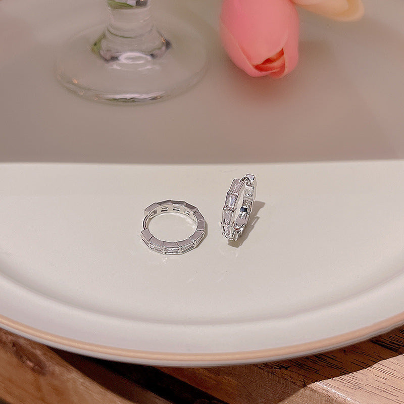 Sterling Silver Simple Zircon Drop Earrings