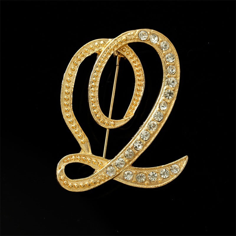26 English Alphabet Brooch with Diamonds
