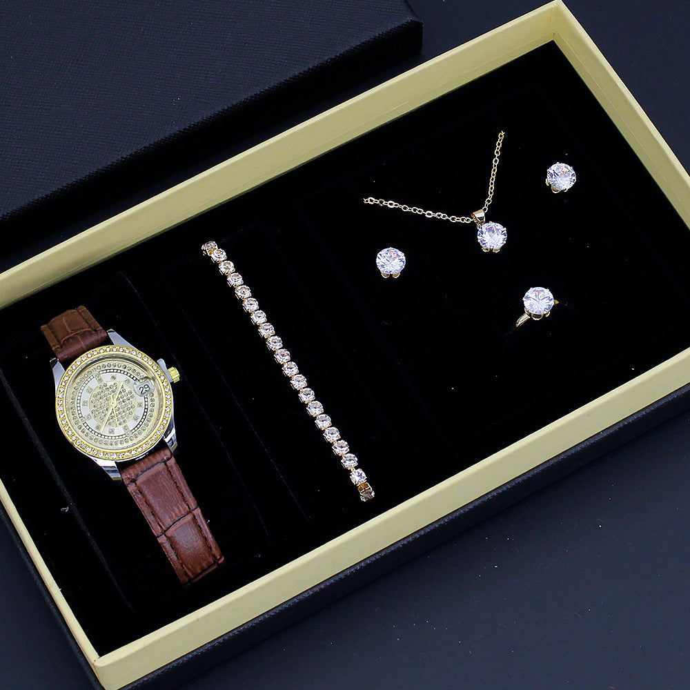 Elegant Women's Watch & Jewelry Gift Set