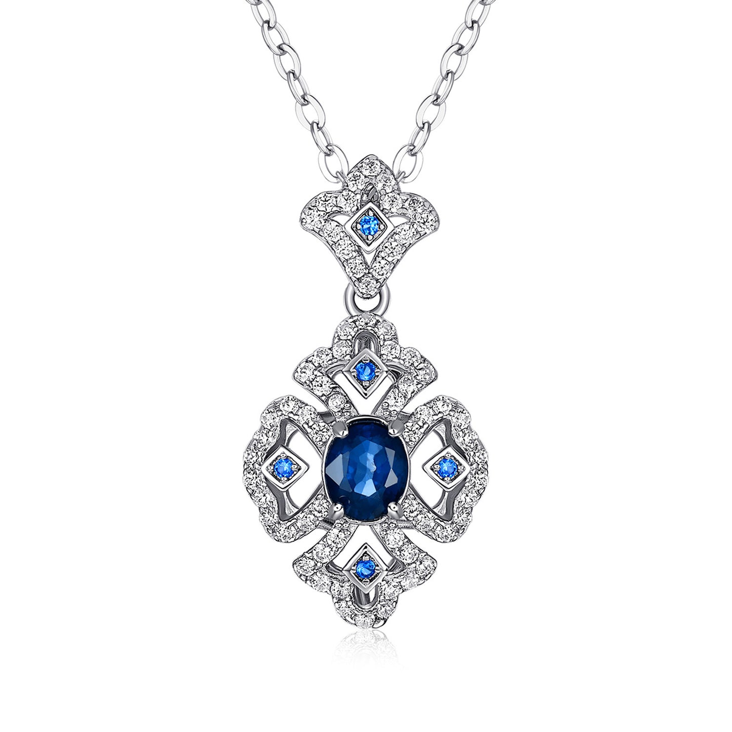 Retro Sapphire Pendant Necklace