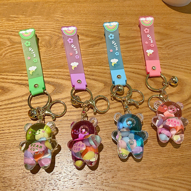 Liquid Oil Bear Keychain