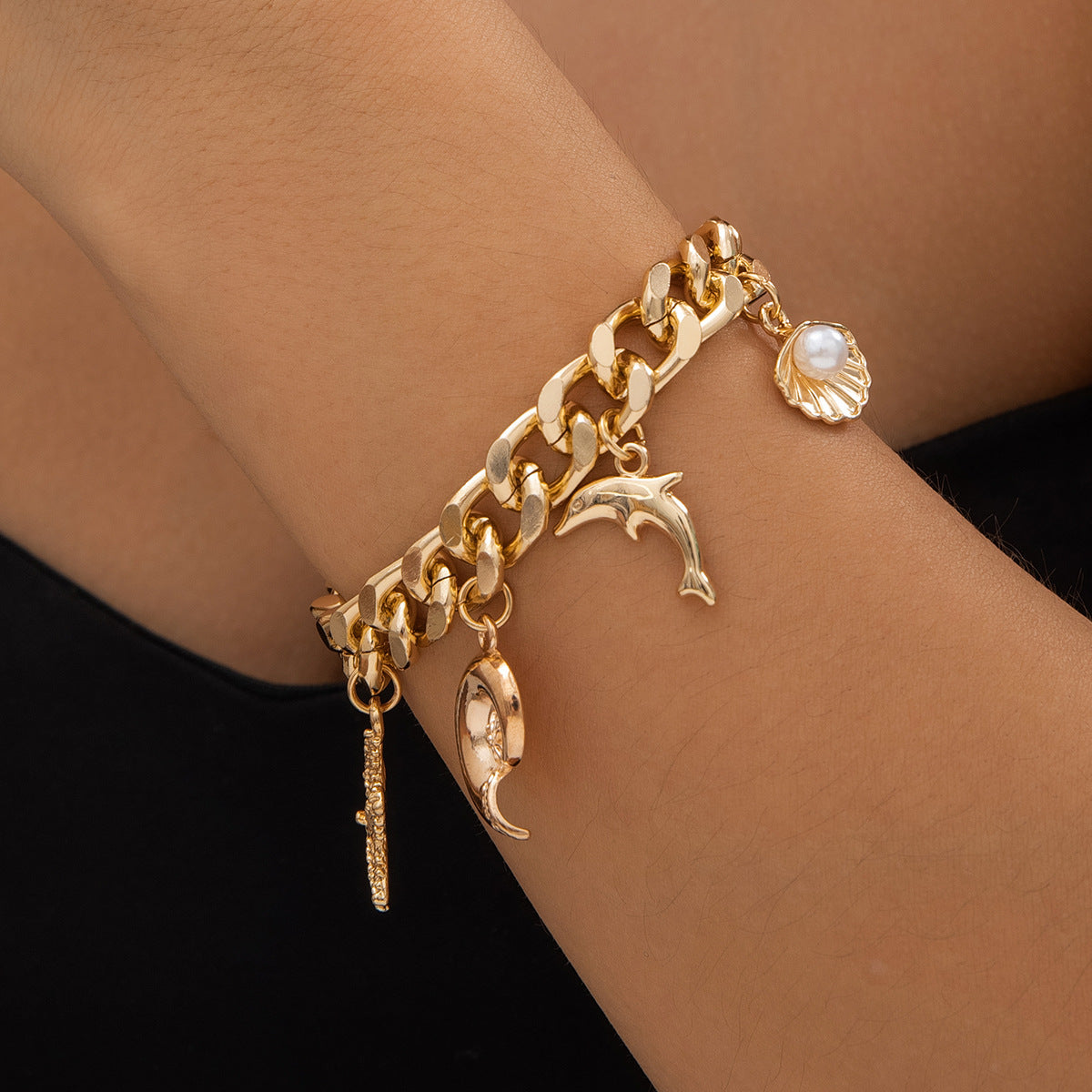 Trendy Boho Charm Necklace and Bracelet Set