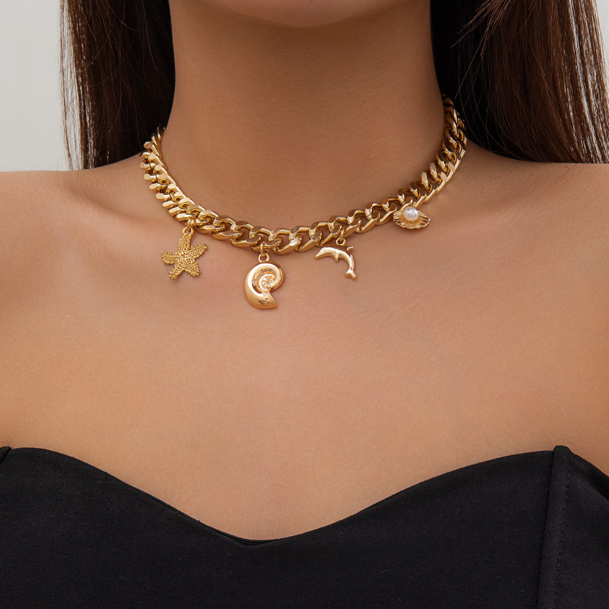 Trendy Boho Charm Necklace and Bracelet Set