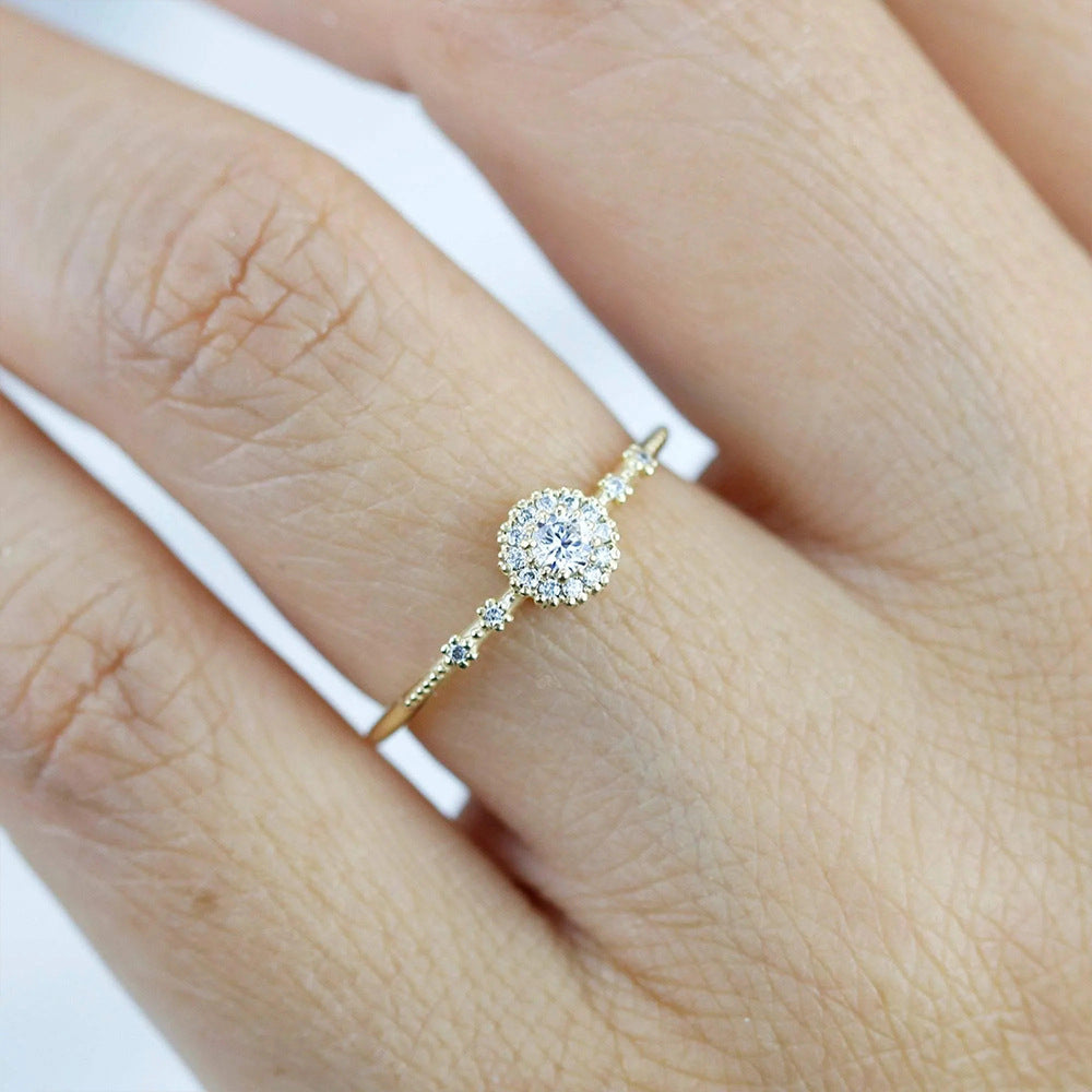 Exquisite Floral Rhinestone 925 Silver Proposal Ring