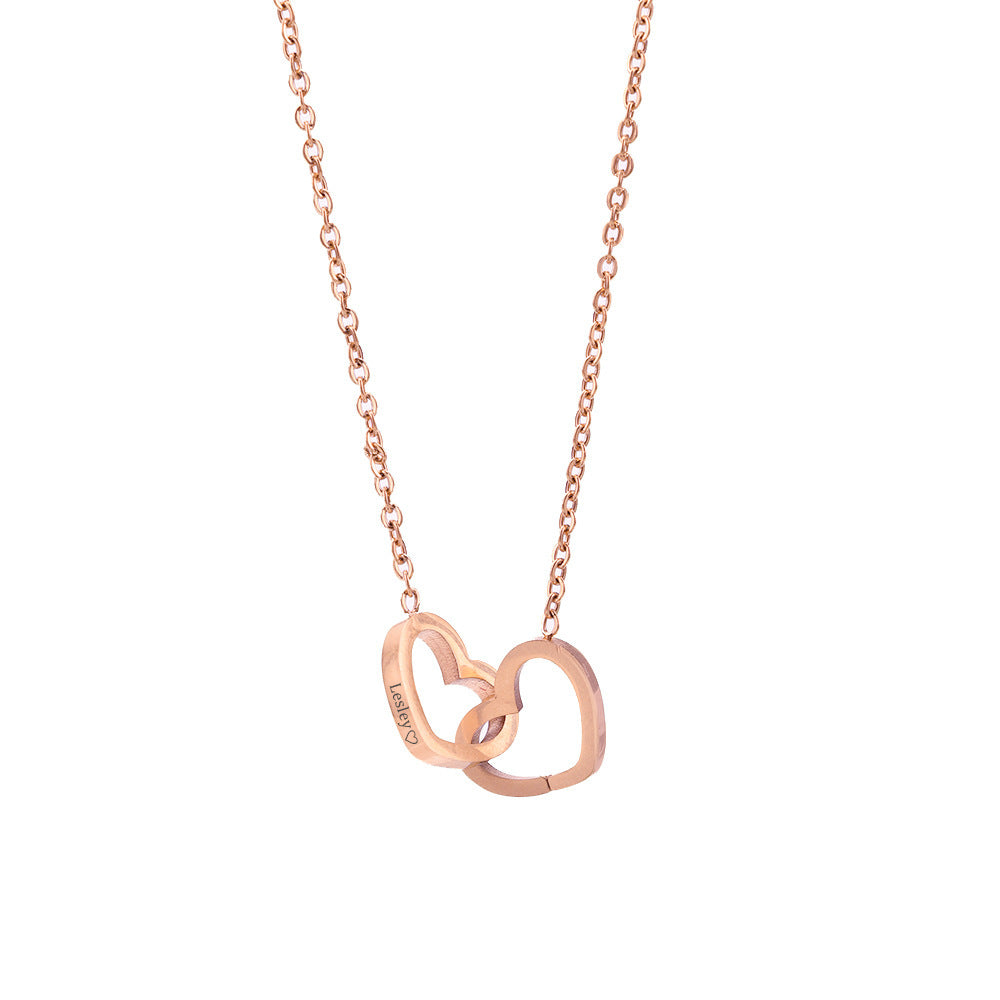 Forever Double Heart Custom Name Necklace