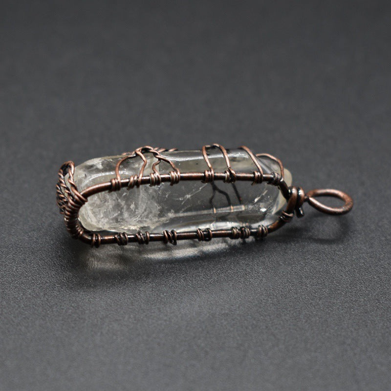 Stone Crystal Pillar Tree of Life Necklace
