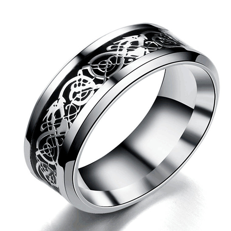 Men's Stainless Steel Dragon Pattern Ring