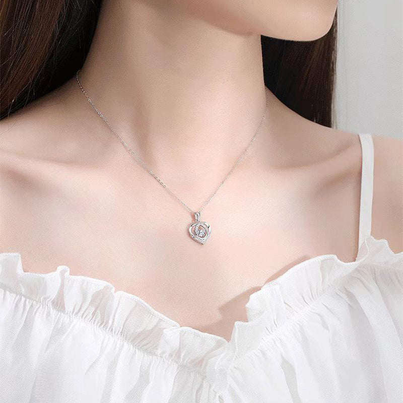 S925 Beating Heart Luxury Rhinestone Necklace