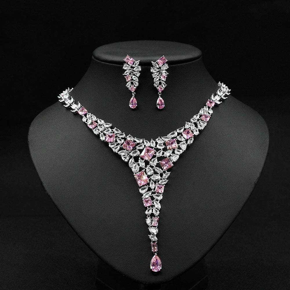 Vibrant Zircon Necklace and Earrings Set