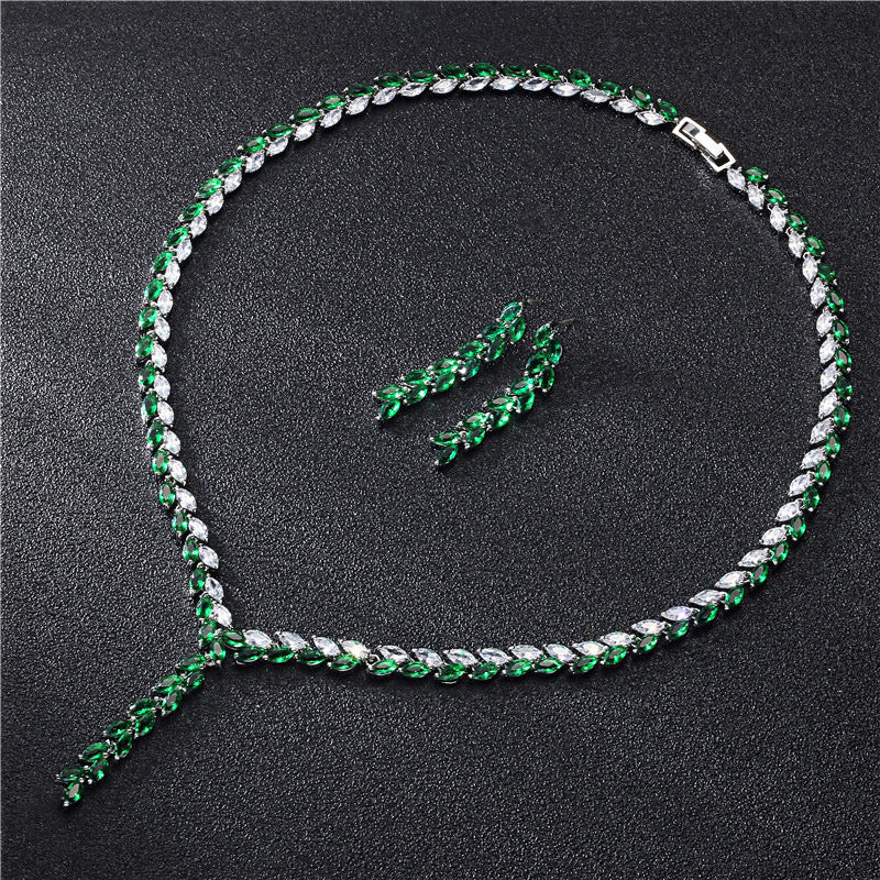 Exquisite Bride Wedding Earrings & Necklace Jewelry Set