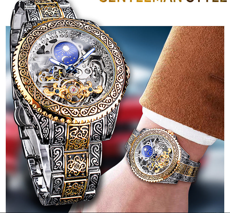Skeleton Carved Tourbillon Mechanical Watch