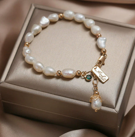 Zircon Pearl Floral Bracelet