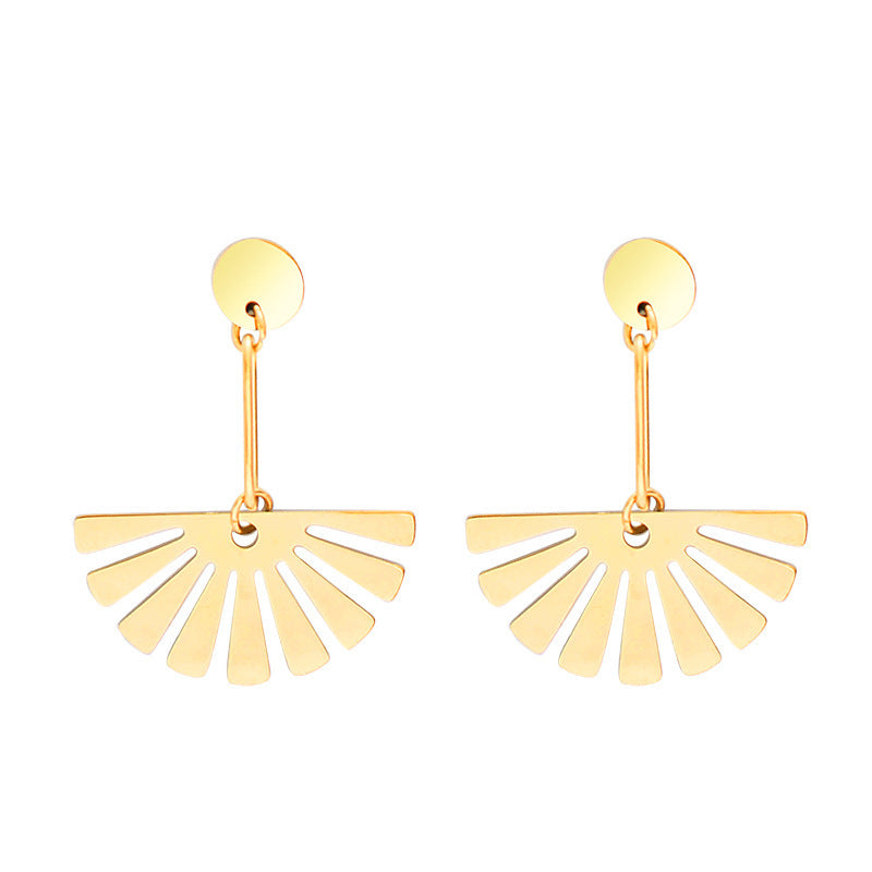 Exquisite Gold Plated Fan-Shaped Stainless Steel Earrings