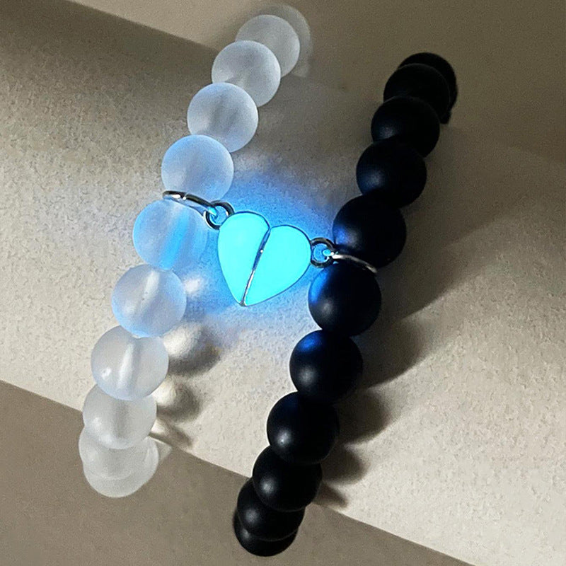 Luminescent Crown Charm Couple Bracelet Set