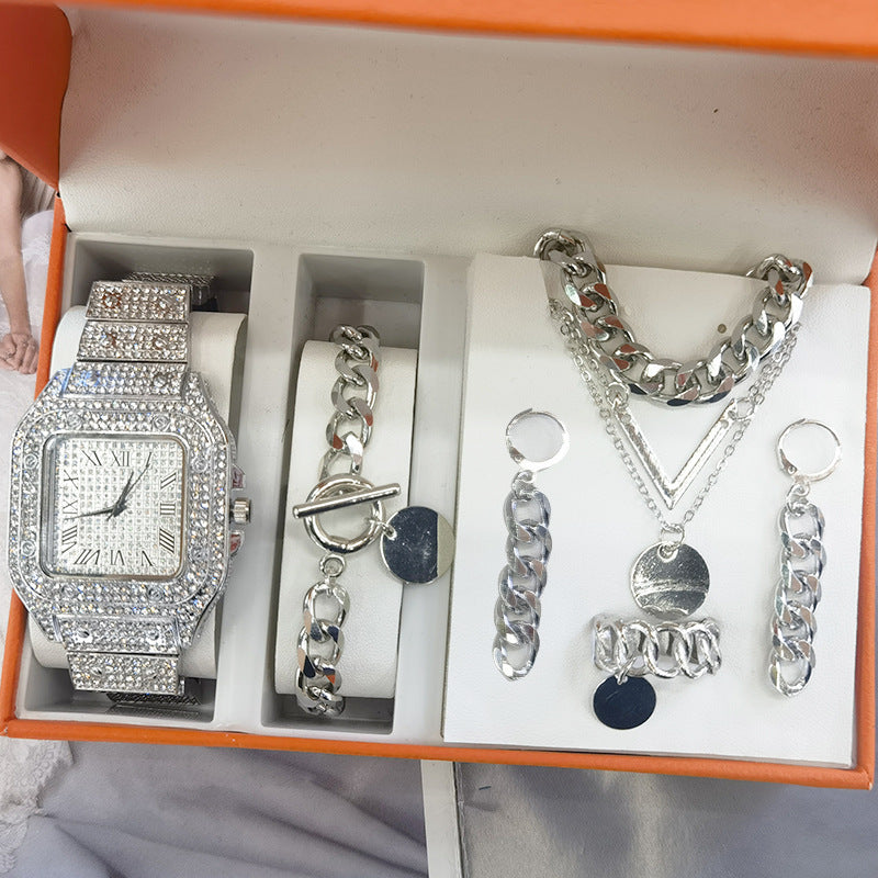 Sophisticated Quartz Watch & Jewelry Set for Her