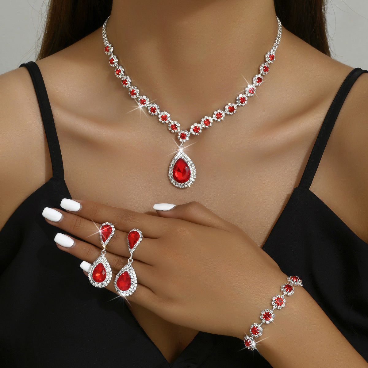 Elegant Crystal Rhinestone Bridal Jewelry Set
